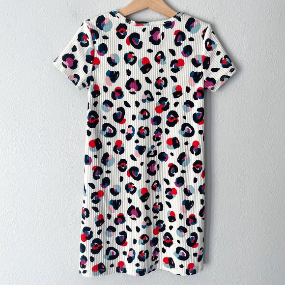 Hanna Andersson Drop Needle Rib Dress Colorful Leopard 8 (130) - Picture 2 of 9